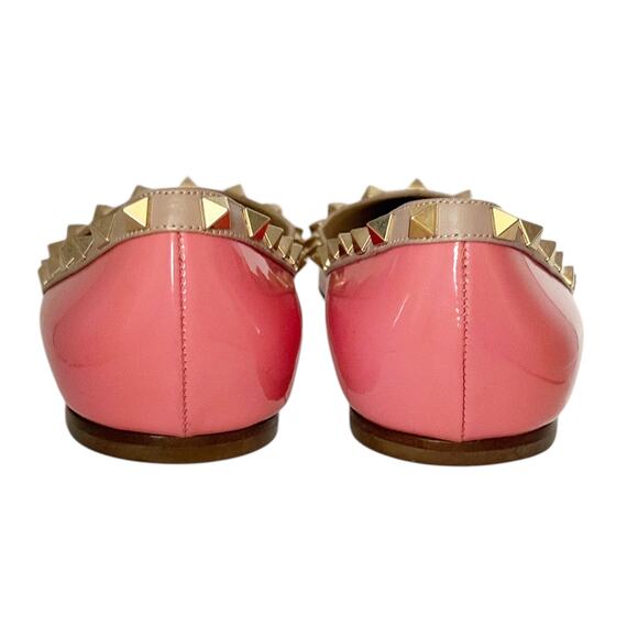 Valentino Garavani Rockstud Ballet Flat Shoes Pink Patent Leather Size 40 US 10 - Picture 8 of 15